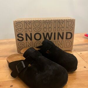 Black Suede Mules for Women